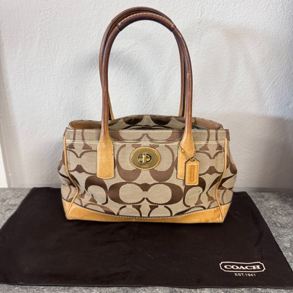 Coach 12463 Hampton Madeline Y2K Shoulder Signature Canvas Leather Purse Bag