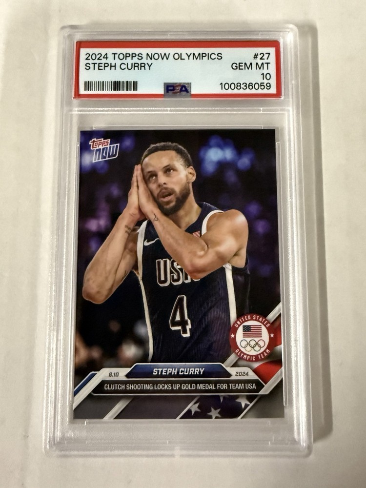 2024 Topps Now Olympics #27 Steph Curry Gold Medal Game Night Night PSA 10