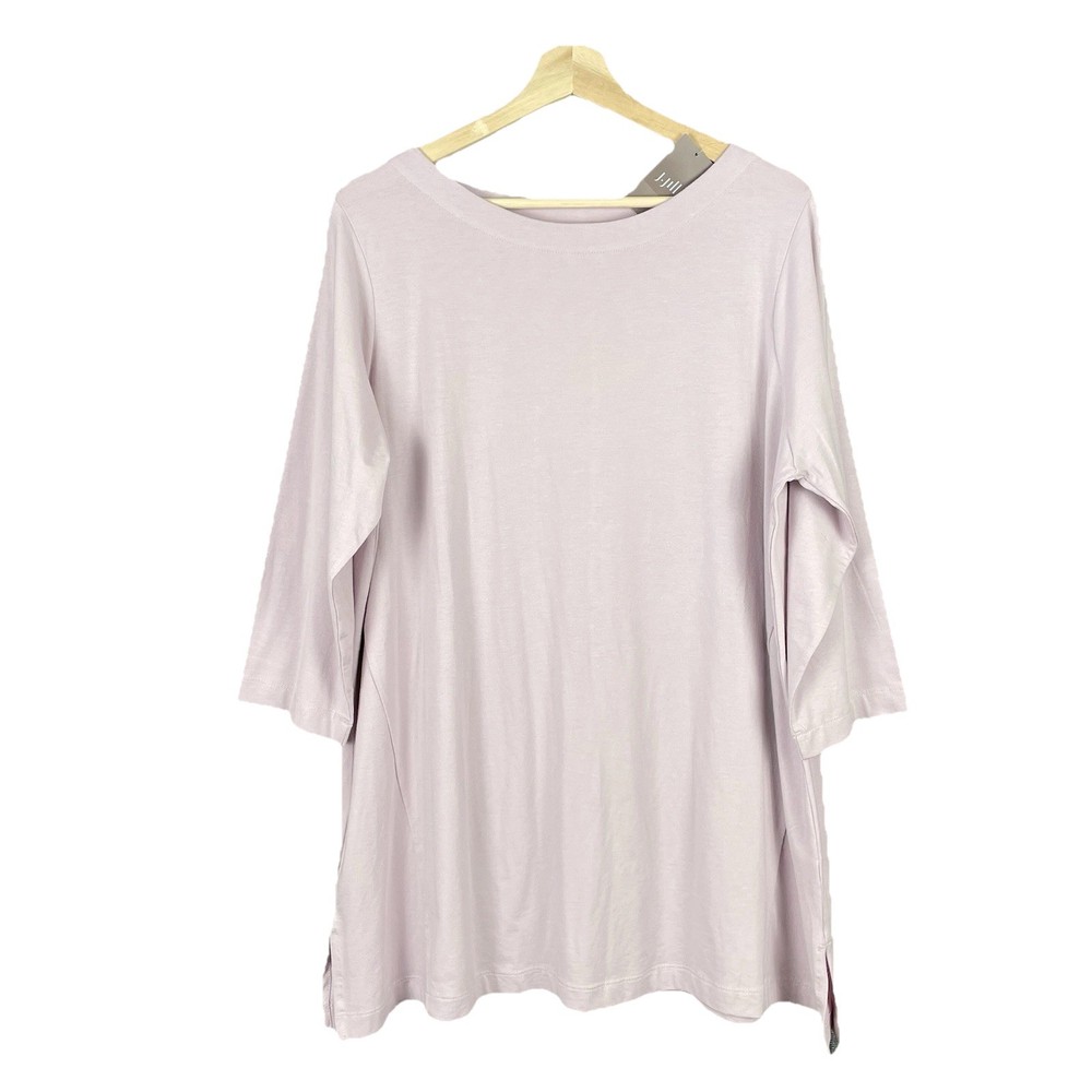 NWT J.Jill 1X Luxe Supima 3/4 Sleeve Tunic Top Lilac Mist Boho Causal