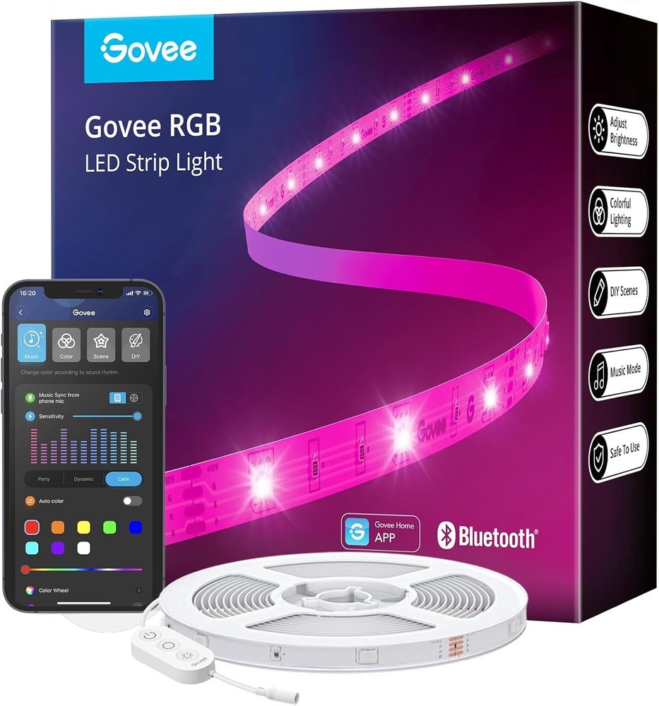 Govee 100ft LED Strip Lights, Bluetooth RGB LED Lights with App Control, 64 Scen