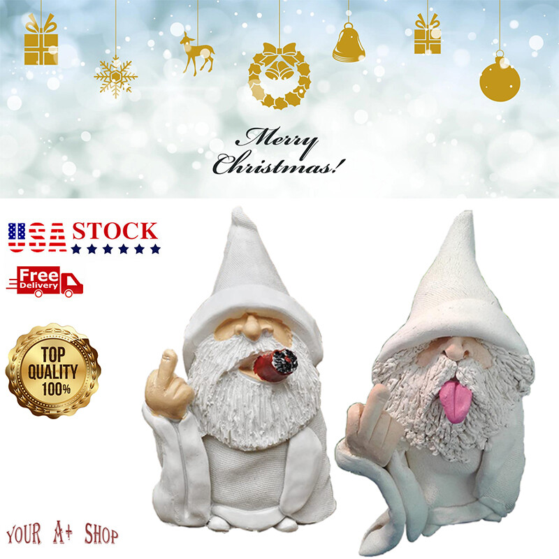 Funny Smoking White Wizard Gnome Statue for Garden Lawn Decor Gift