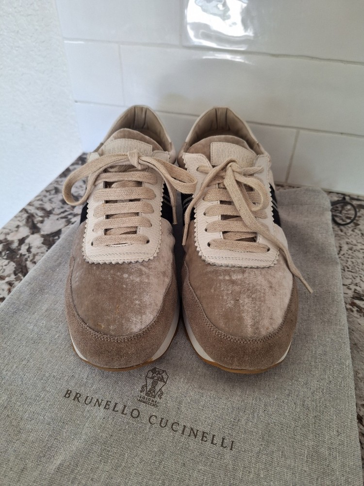 BRUNELLO CUCINELLI Women's Velours Suede Sneakers, Size 41/US 10