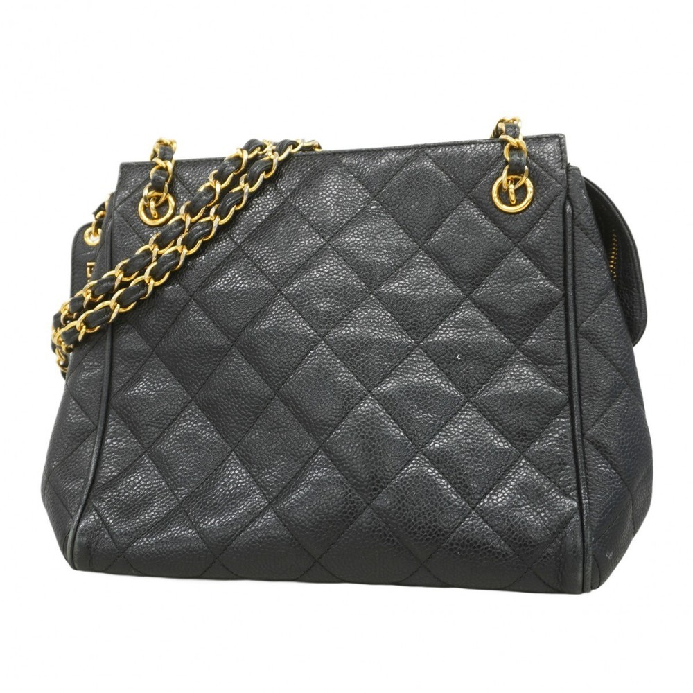 Chanel Matelasse Chain Shoulder Bag 902501 Black Caviar Leather