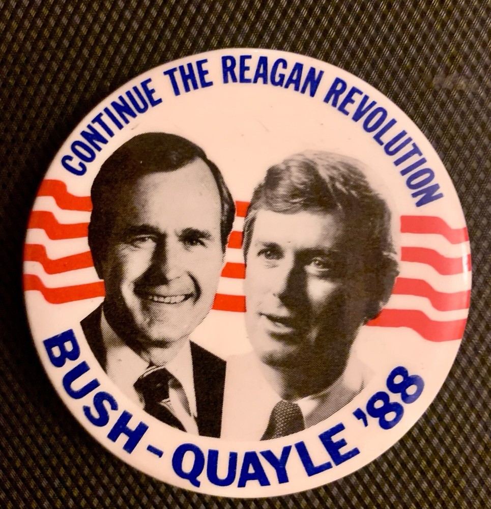 1988 Bush Quayle Reagan Revolution 2.25 Inch Political Campaign Button Pin