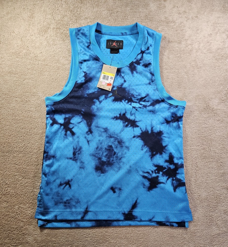 NEW Jordan Men's Small Dri-FIT Sport Breakfast Club Mesh Jersey Tank Blue DZ0565