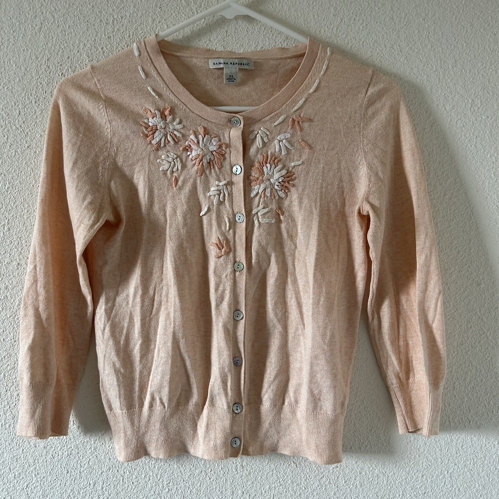 Banana Republic Womens Silk Cotton Blend Peachy Cardigan XS Dainty Style  