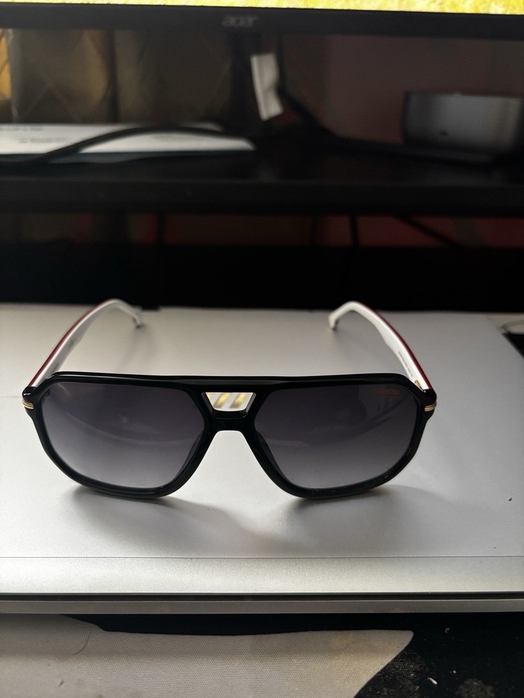 Carrera 302/S Sunglasses Striped Black Gray Shaded 59mm New 100% Authentic