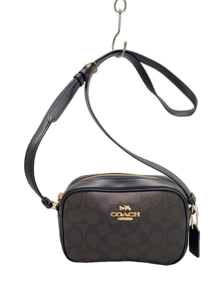 Authentic COACH Mini Jamie Camera Bag Signature Canvas C9926 Brown Black Used