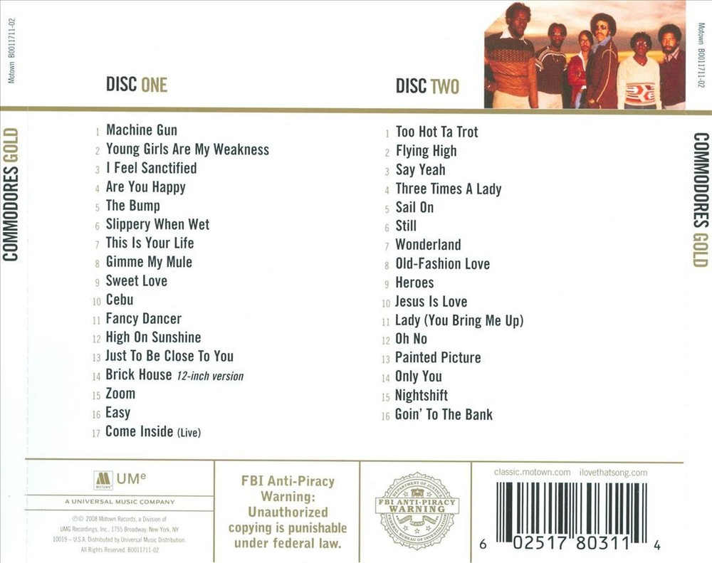 COMMODORES GOLD NEW CD