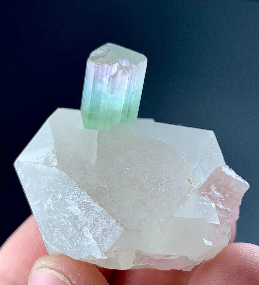 Watermelon Tourmaline Crystal On Quartz Specimen From Afghanistan 30 Carat