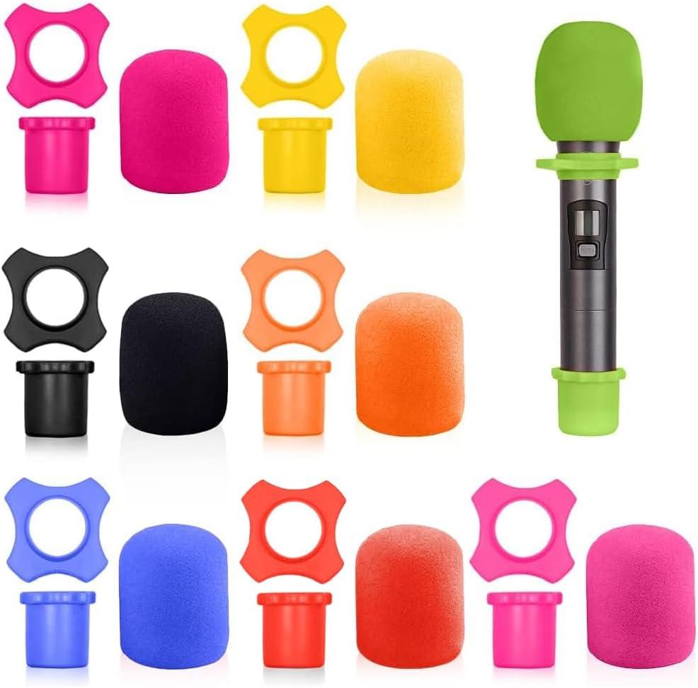 8-Pack Colorful Anti-Roll Silicone Grips for Handheld Mics