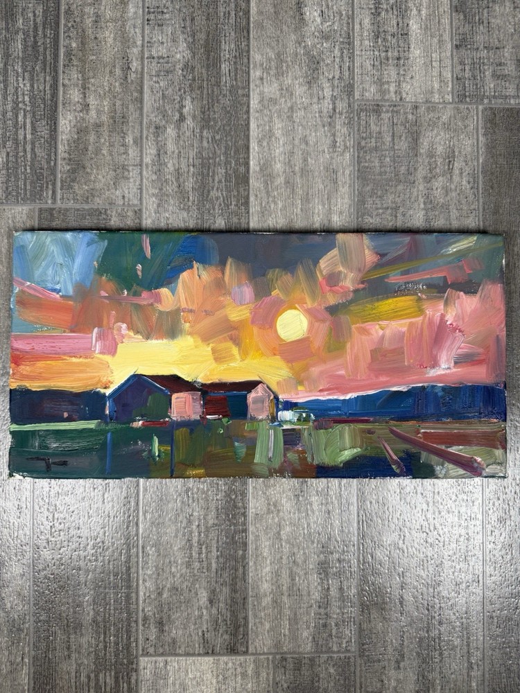 Jose Trujillo Oil Painting Impressionism Original By The Light Of Moon COA 10x20