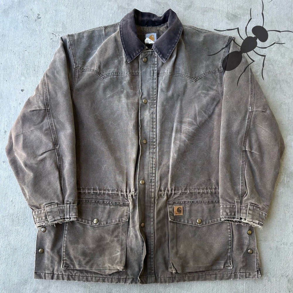 Vintage Y2K faded brown Carhartt chore work jacket
