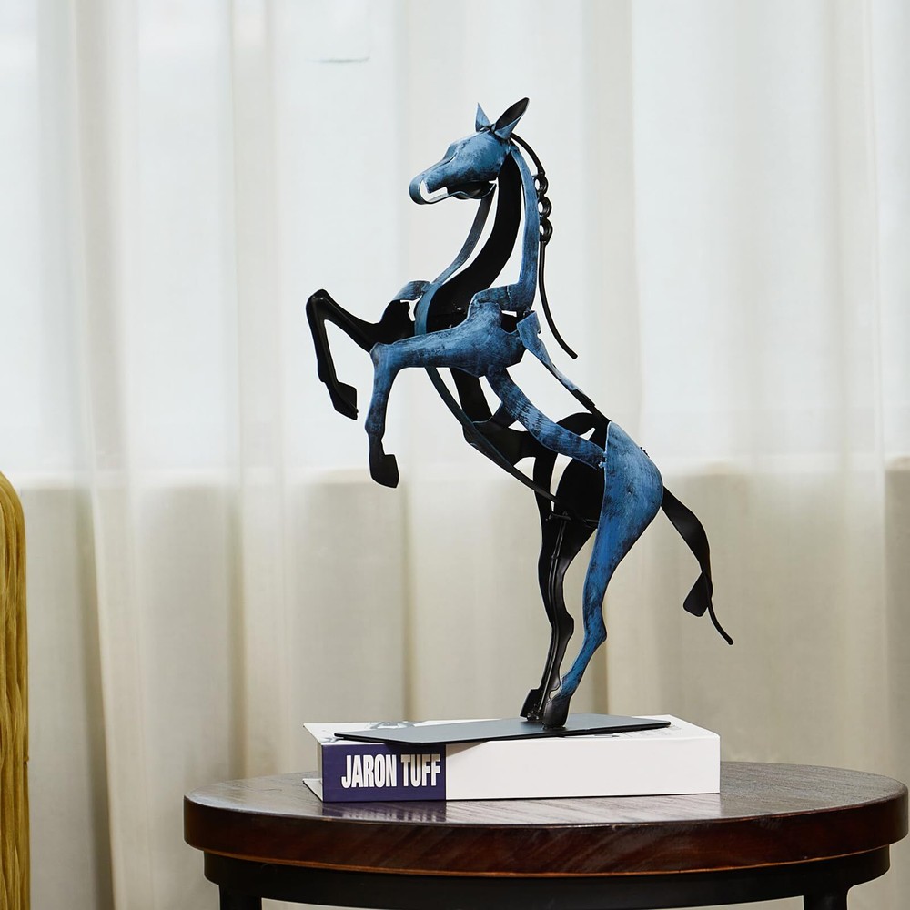 Art Standing Horse Statue Home Decor Hand Painted Metal Horse Deskto...