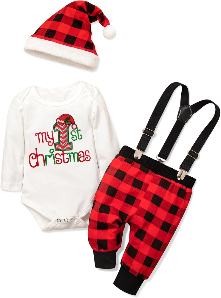 Baby Girl Boy Christmas Outfit My 1St Christmas 0-18 Months Infant Clothes 4 Pcs