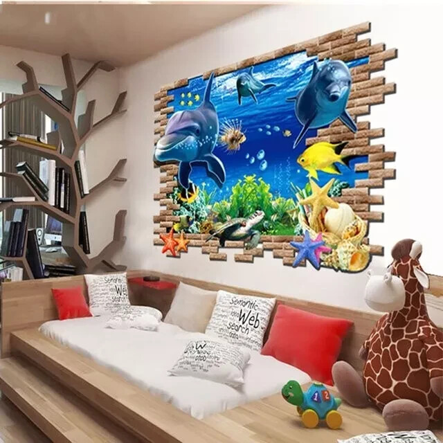Sea World 3D Removable Underwater Wall Stickers Room Decal