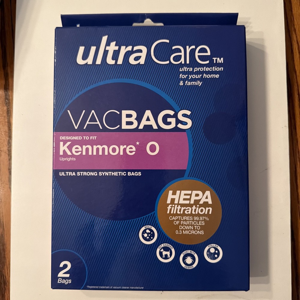 2 Ultra Care Kenmore O Canister HEPA Cloth Vacuum Bags Highest 99.7% Filtration