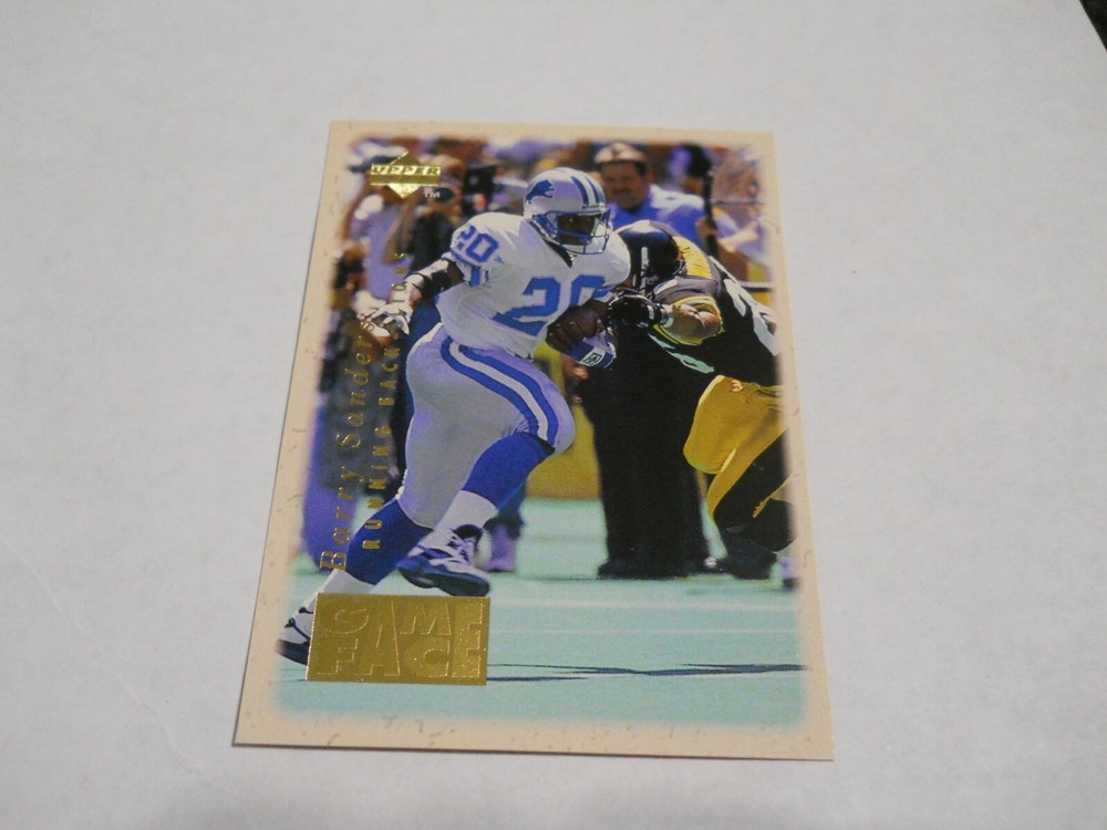 BARRY SANDERS GAME FACE INSERT DETROIT LIONS 1996 UPPER DECK