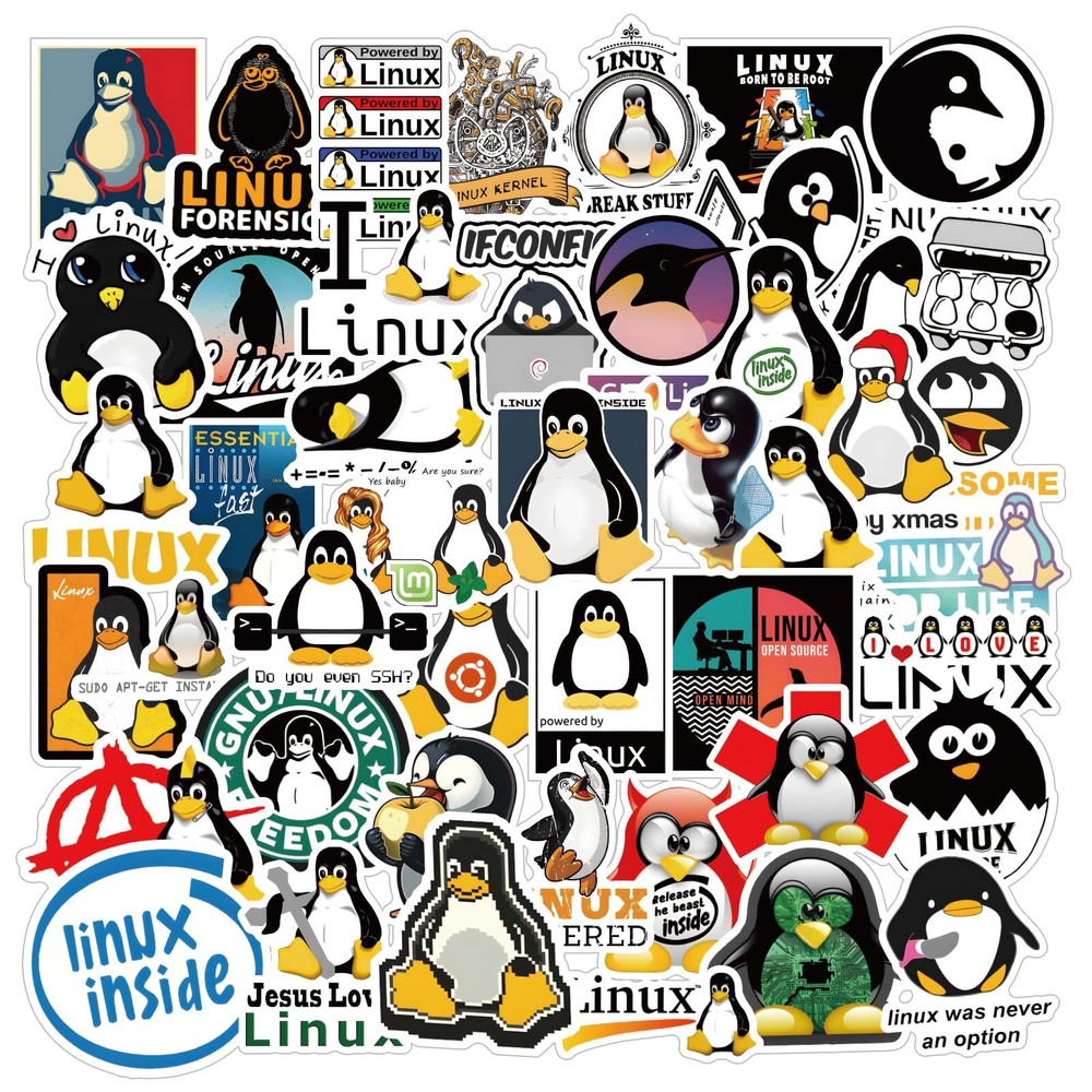 Linux Stickers 62Pcs Work Decals Aesthetic Waterproof Vinyl Pack Stickers for Wa
