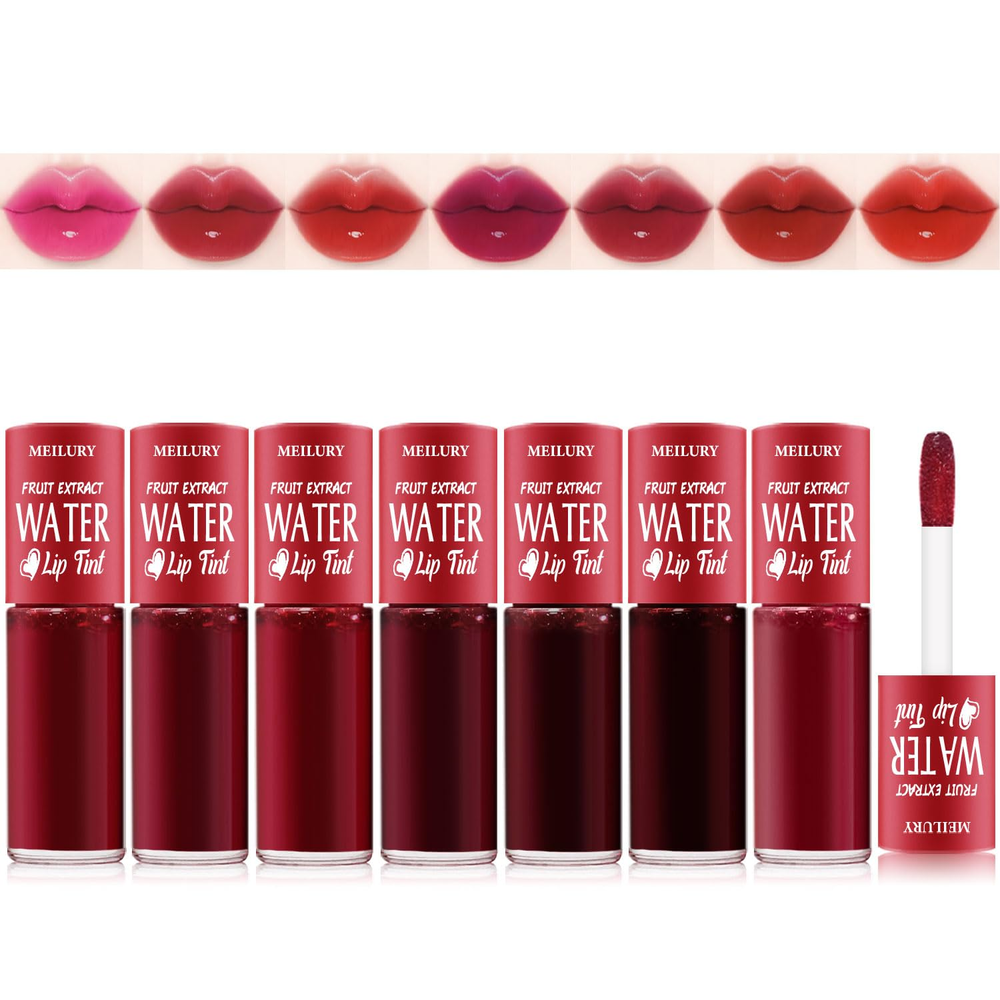 7 Colors Mini Watery Lip Tint Stain Set - Matte Liquid Lipstick Multi Shades