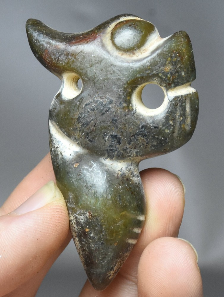 5.5cm Ancient Hongshan Culture Jade Sun God Helios Amulet Pendant