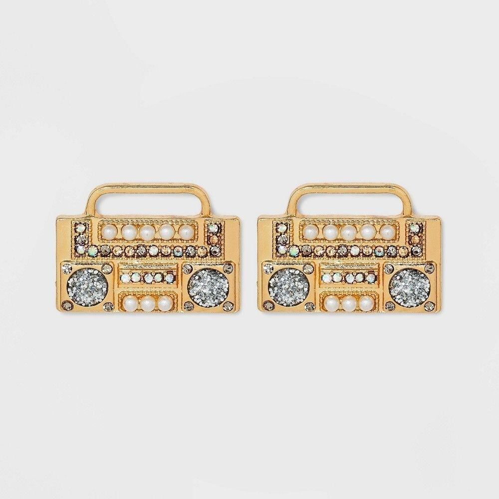 Sugarfix by Baublebar Gold Turn It Up Statement Boombox Earrings
