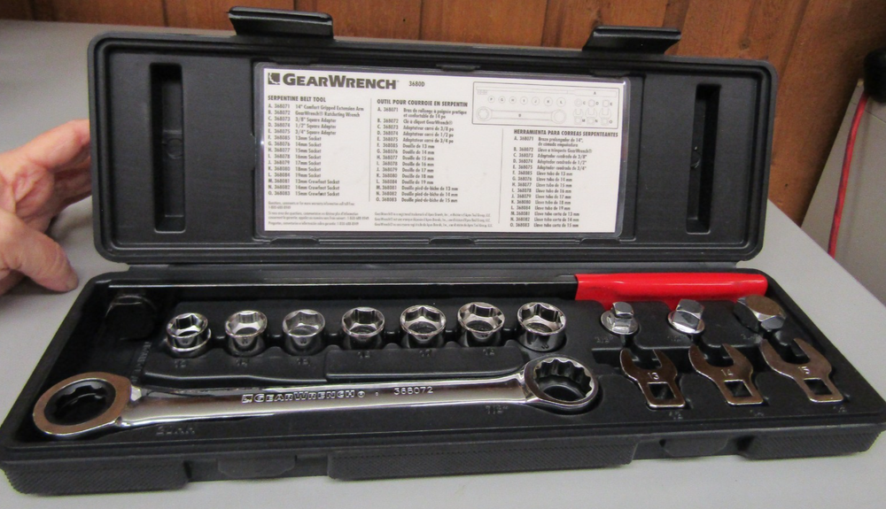 GEARWRENCH 3680D Ratcheting Serpentine Belt Tool Set - 15 Piece in case