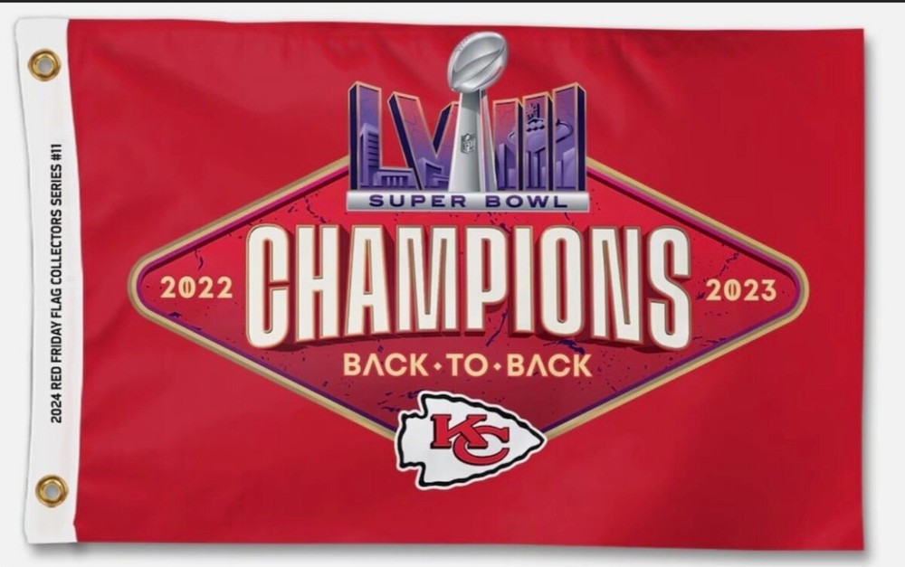 Kansas City Chiefs Back To Back 22 & 23 SuperBowl Champions Team Flag New