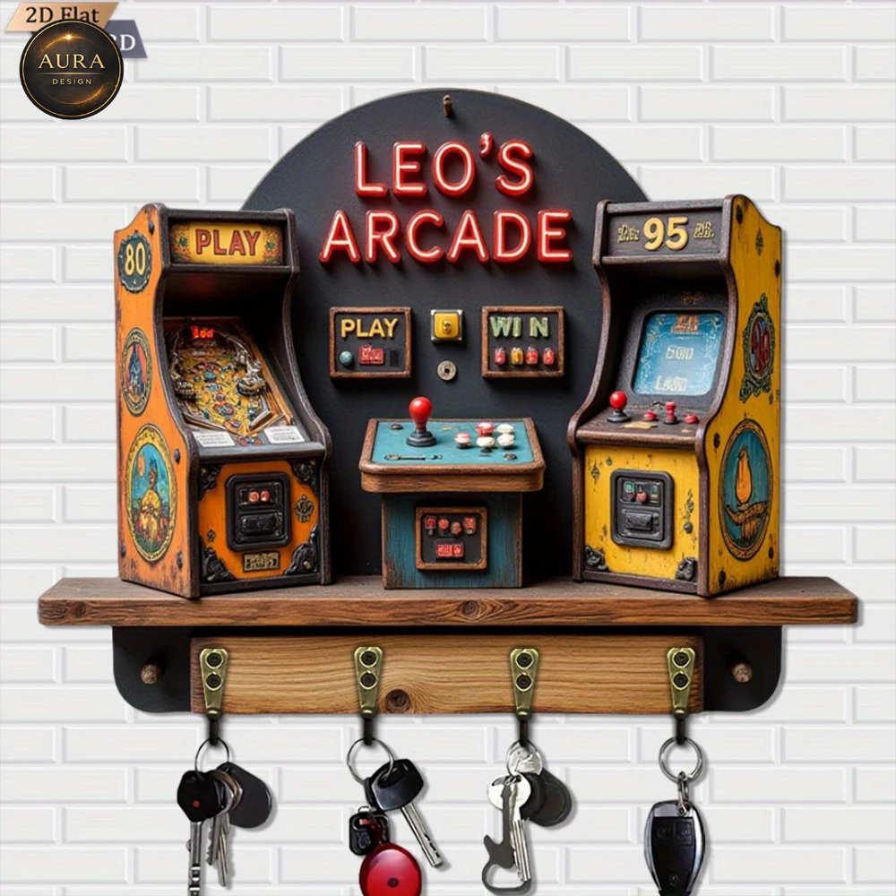 30cm Wall Key Holder – Leo's Arcade Organizer 2D 4 Hooks Entrance