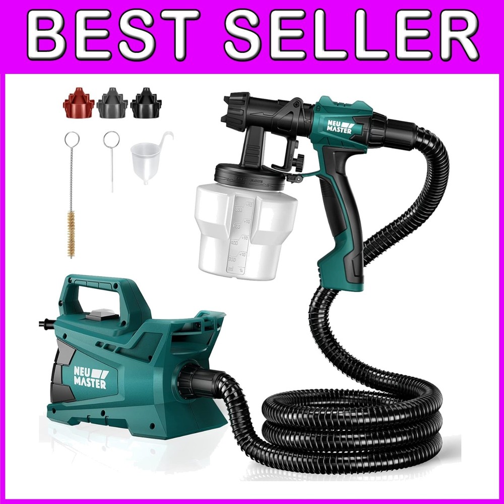 Professional 600W HVLP Paint Gun with Adjustable Flow and 3 Nozzles for Home Use