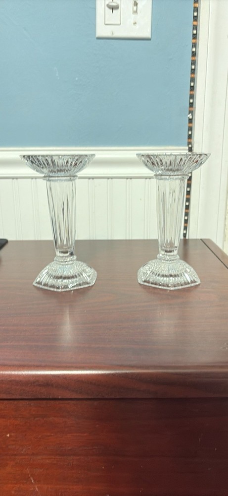 Marquis Waterford Crystal Corinth Candle Holders and Vase Set  