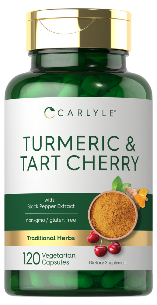 Turmeric and Tart Cherry Capsules | 120 Count | with Bioperine | by Carlyle