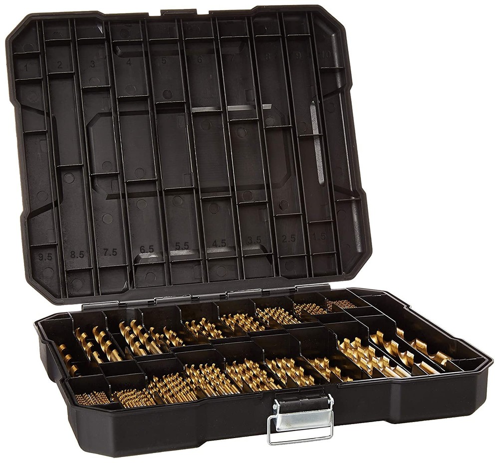 Metric 230pc Titanium Twist Drill Bit Set, 135° Tip High Speed Steel
