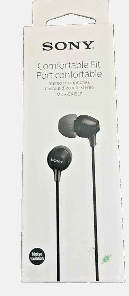 Sony MDR-EX15LP Fashion Color EX Series In-Ear Earbud Headphones Black - 6 PACK