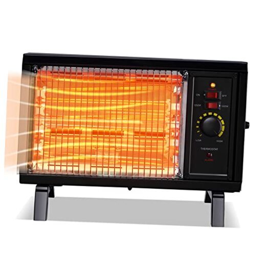 ETL Portable Radiant Heater, 1250W/1500W Space Heater for Indoor Use, Black