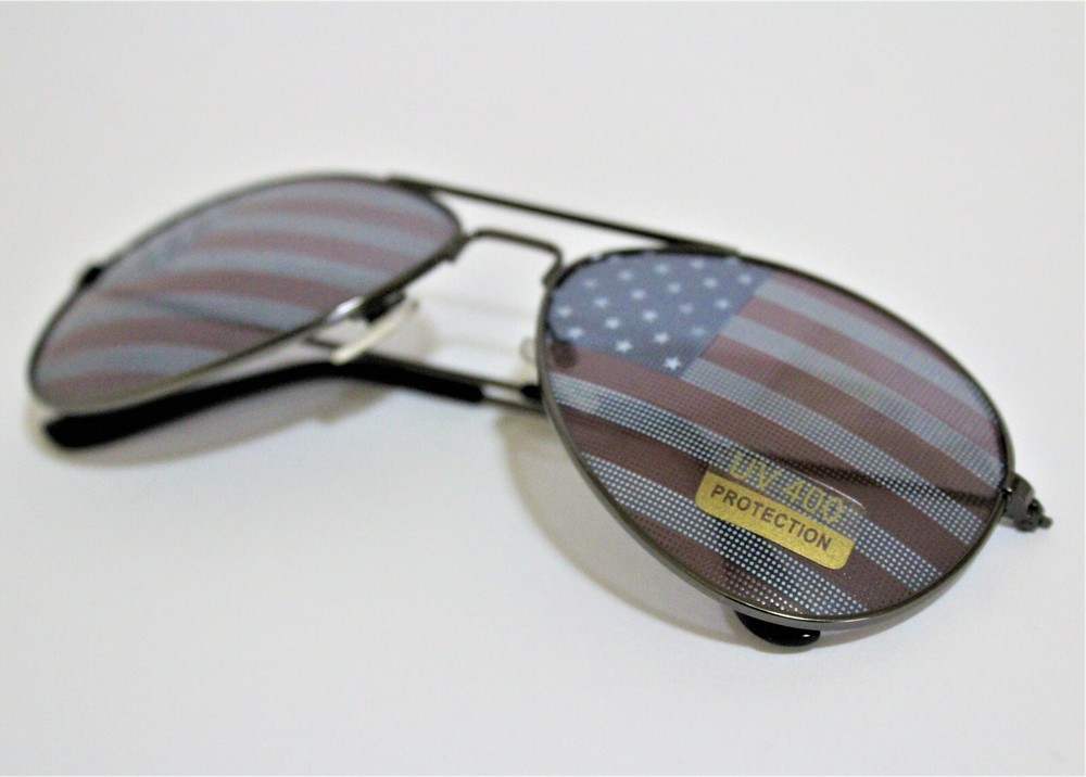 UV 400 Protection Sunglasses USA American Flag Aviator 4 of July