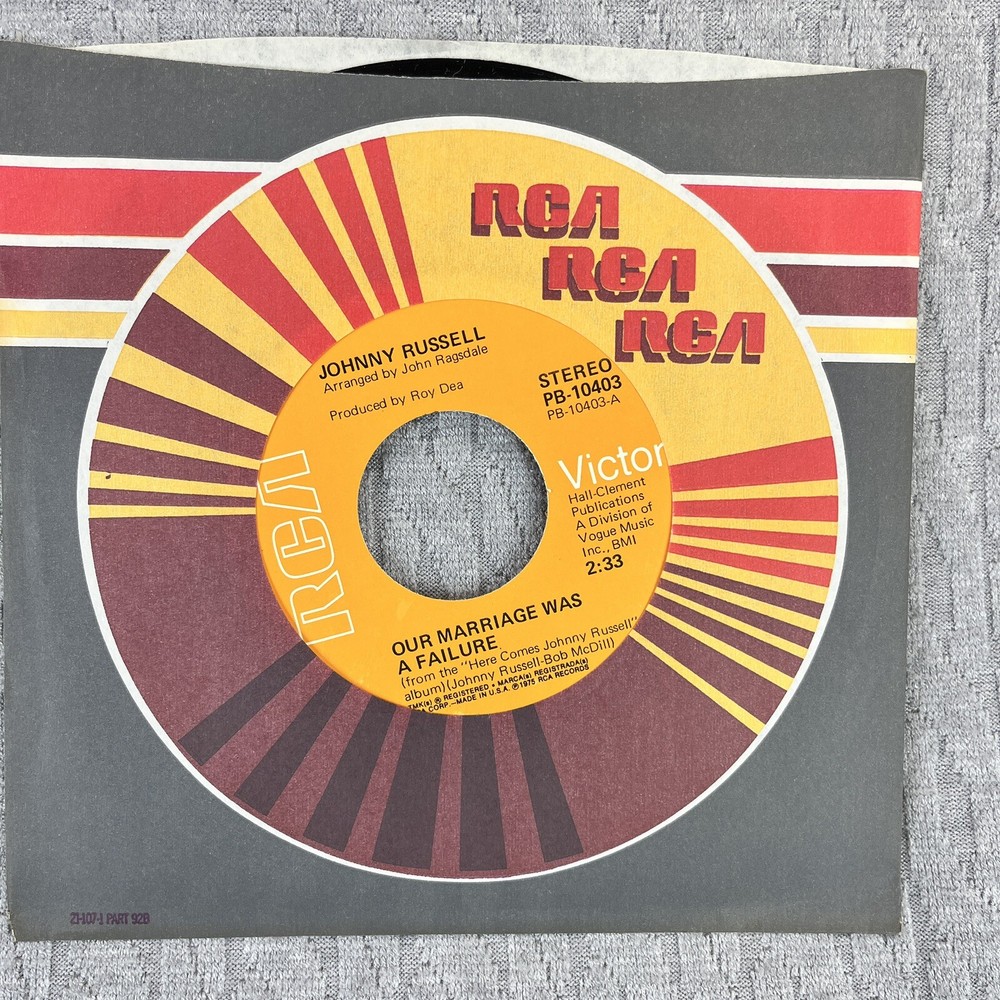 Vintage 45 RPM record Johnny Russell RCA records country western blues rock
