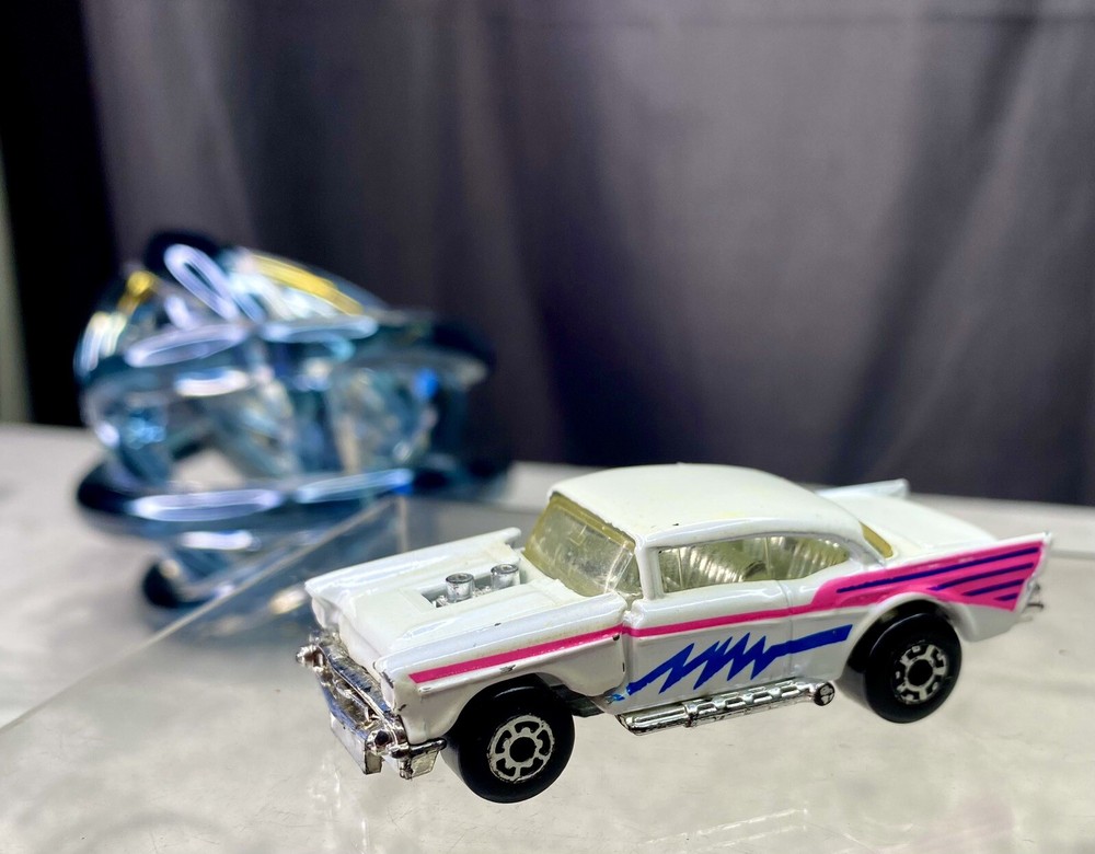 Vintage 1979 Matchbox Superfast '57 Chevy - White With Pink & Blue