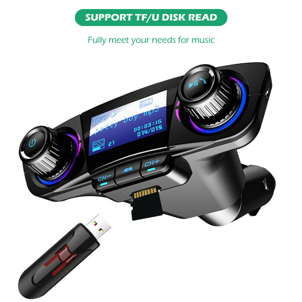Bluetooth FM Transmitter for Car with MP3 Player Hands-Free Calling and Dual USB Charger