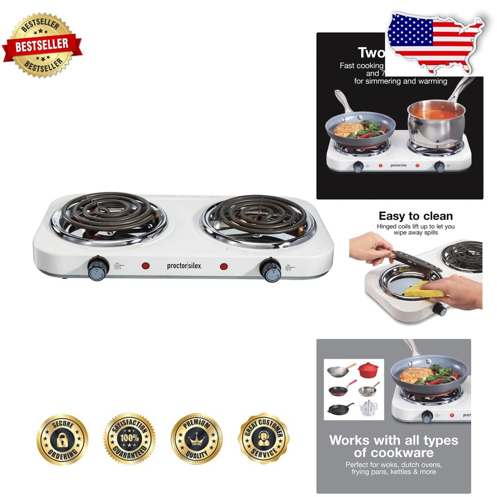 Versátil Estufa Doble Quemador - Portátil y Ligera con 2 Elementos Calefactores-image