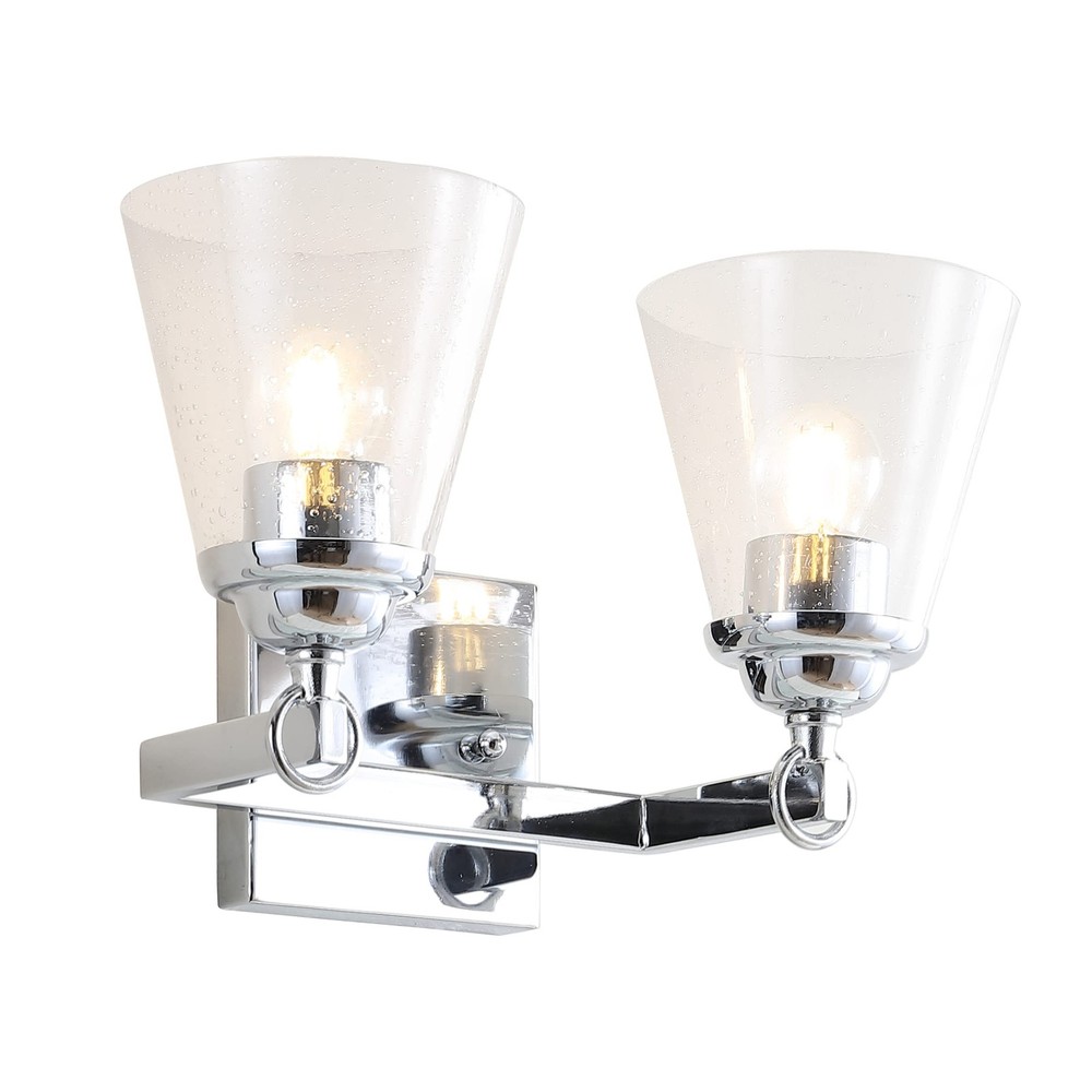 JYL7433A Marion 12.75-inch 2-Light Contemporary Hurricane Vanity Light in Metal and Glass