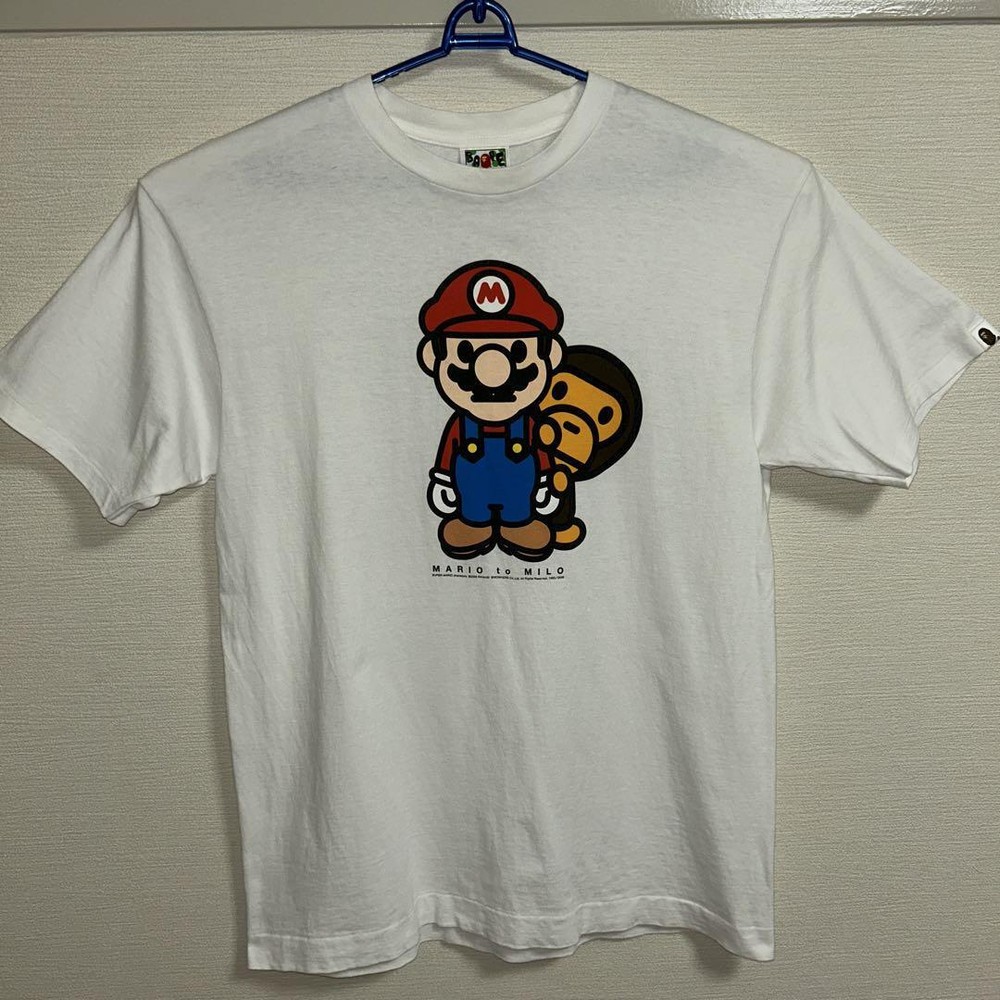 Excellent Used BAPE Shirt XL Authentic Rare Mariotomilo Abathing Ape Mario Milo