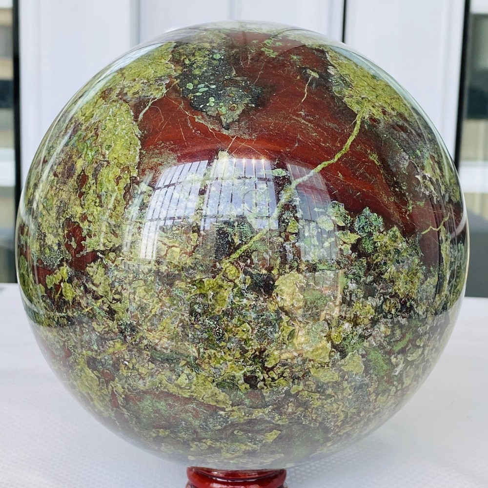 Natural dragon blood stone quartz sphere crystal ball reiki healing 4900G