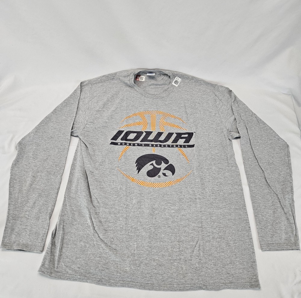 Iowa Hawkeyes Women's Basketball Rebound Gray Long Sleeve T-Shirt Unisex Sz XL