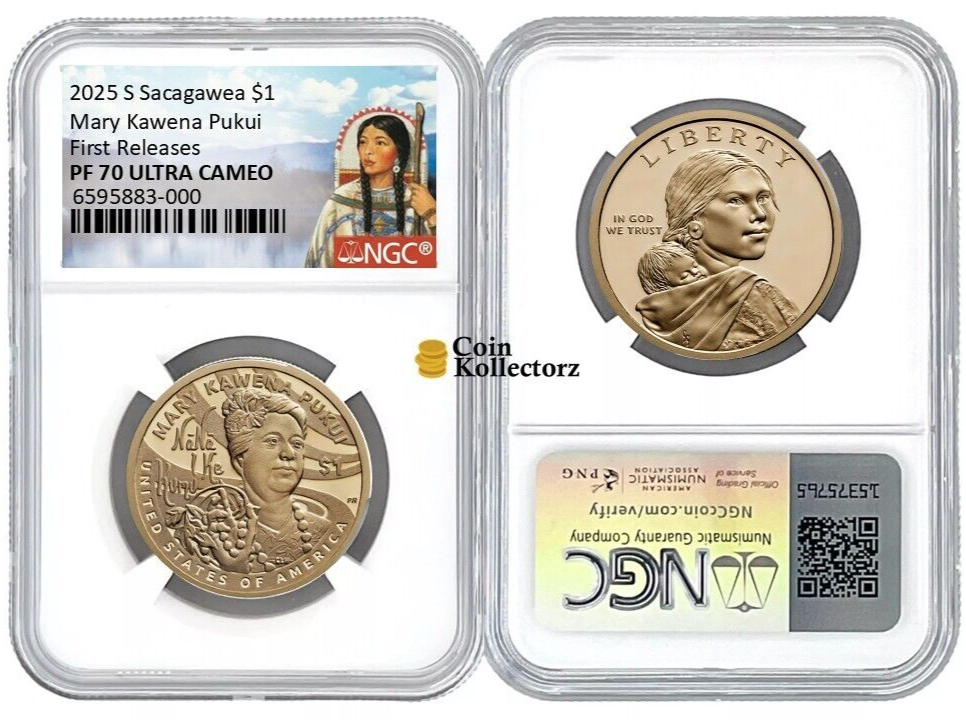 Presale 2025 S Sacagawea $1 Mary Kawena Pukui NGC PF 70 UCameo First Releases-image