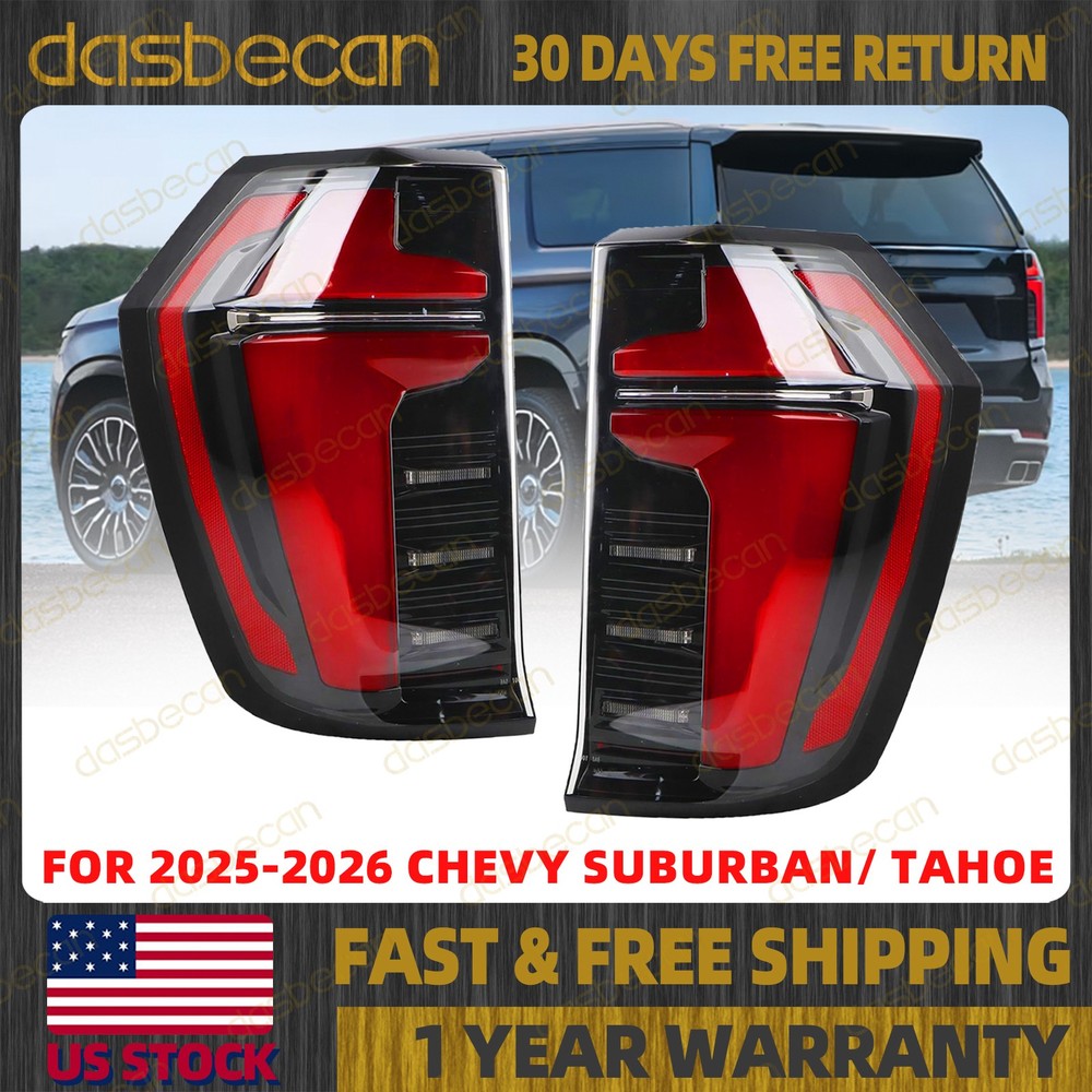 Pair Left+Right Side LED Tail Light Assembly for Chevy Suburban Tahoe 2025-2026