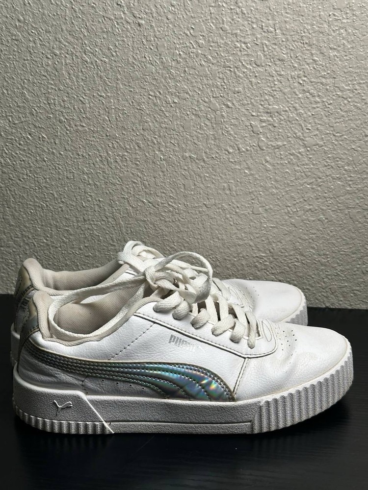 Puma White Carina Prismatic Holographic  Women's Sneakers Shoes Size 8.5