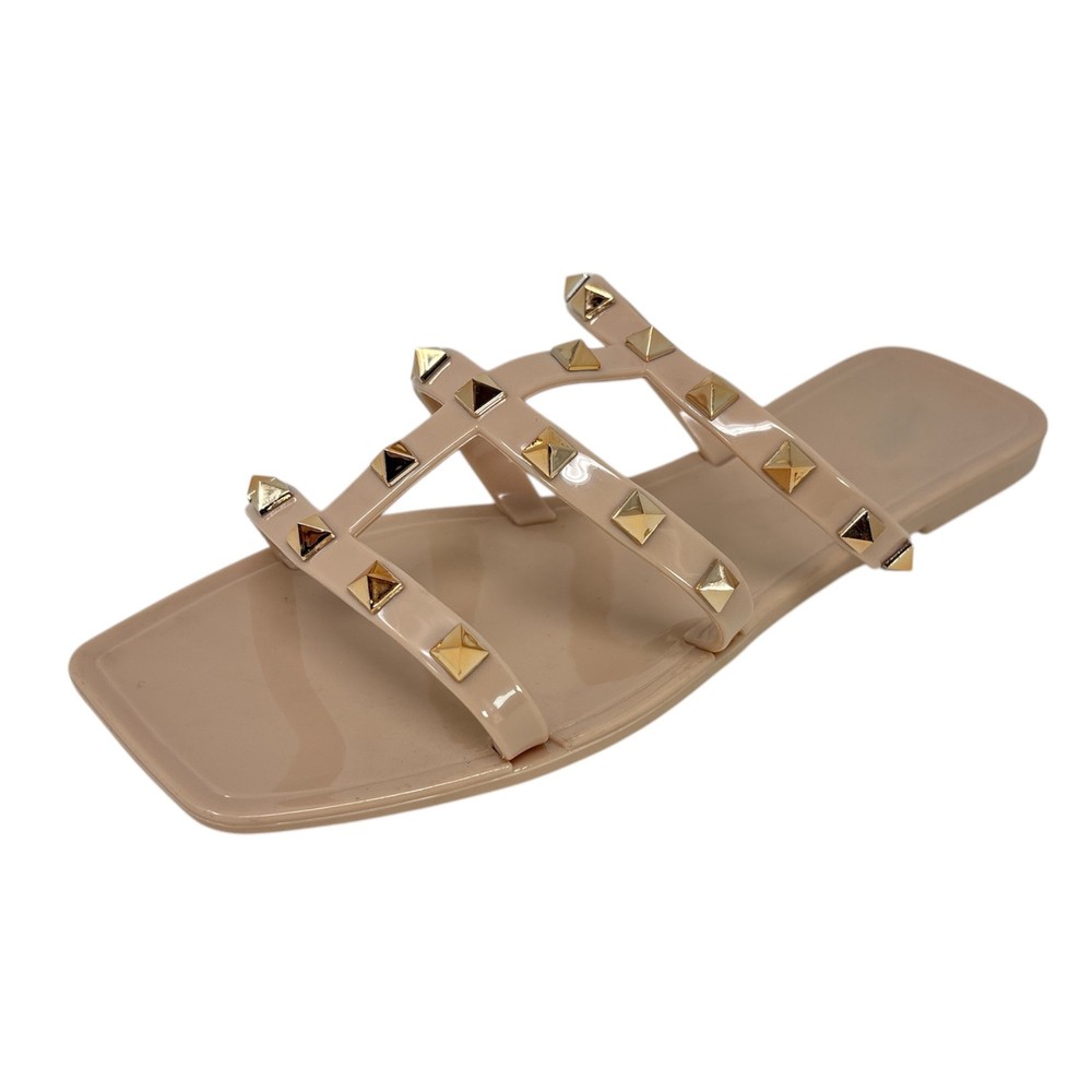 Shoe Fash Womens Studded Jelly Flip Flops Sandals with Bow