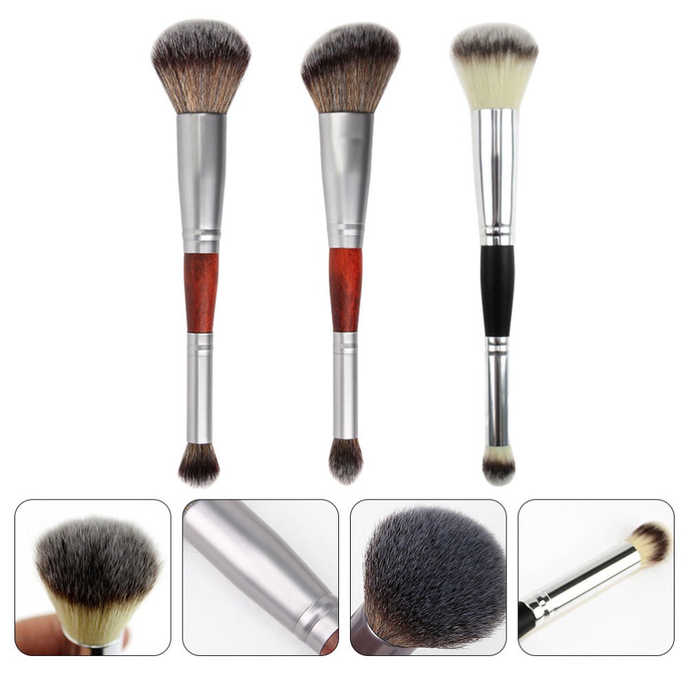 3-Piece Double-Ended Makeup Brush Set for Eyeshadow & Blending