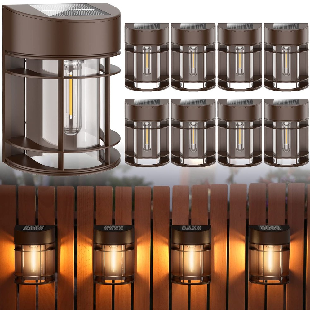 Waterproof Solar Deck Lights for Garden Fence Post Backyard Outdoor Decor Pack of 8